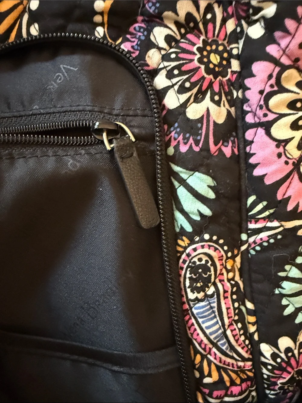 Vera Bradley Black Floral Paisley Backpack